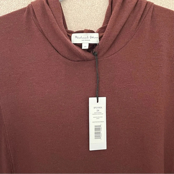 Michael Stars Emmy Hooded Sweatshirt-Hoodie Pullover-Women’s 2X-Maroon-Burgundy - Picture 9 of 15